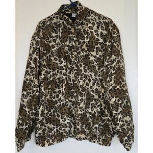 Vintage coAco 100% silk Leopard Print Full Zip Jacket 80s Mob Wife Shoulder Pads